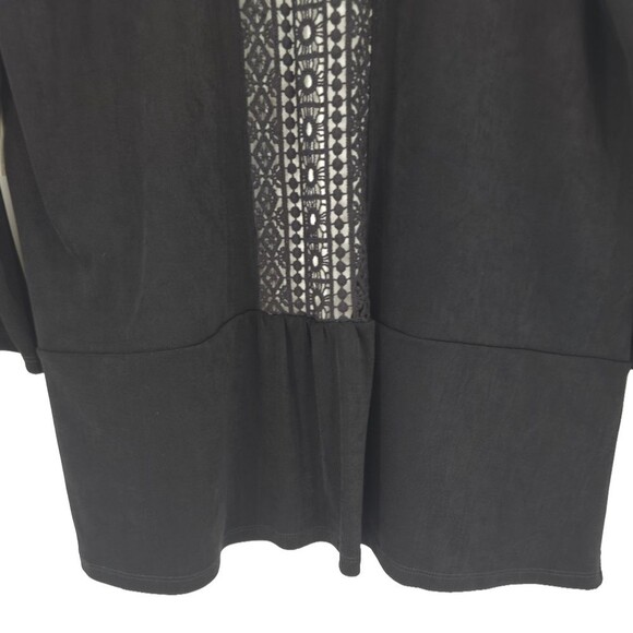 Chicos Travelers Lace Detail Cardigan Jacket Slinky Open Front Black NWT - Picture 6 of 16